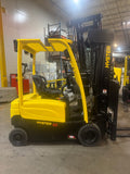 2019 HYSTER J40XN 4000 LB 4 WHEEL 36 VOLT ELECTRIC FORKLIFT CUSHION 90/259" QUAD MAST SIDE SHIFTER 986 HOURS STOCK # BF989129-BUF - United Lift LLC