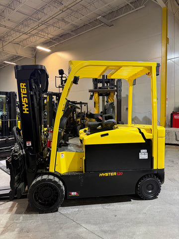 2021 HYSTER E120XN 12000 LBS 48V ELECTRIC 94/185" 3 STAGE MAST SIDE SHIFTING FORK POSITIONER PLUMBED 4 WAYS TO CARRIAGE 1,210 HOURS STK# BF9247349-BUF - United Lift LLC