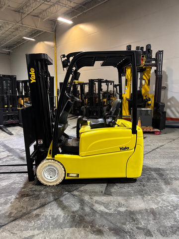 2020 YALE ERP035VT 3500 LB ELECTRIC CUSHION 3 WHEEL SIT DOWN FORKLIFT 82/187" 3 STAGE MAST SIDE SHIFTER 755 HOURS NON-MARKING TIRES STOCK # BF985539-BUF - United Lift LLC