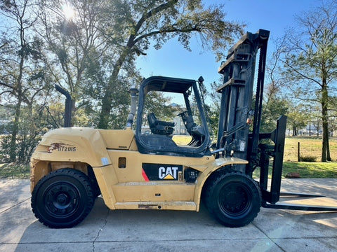 2009 CATERPILLAR P33000 33000 LB DIESEL FORKLIFT PNEUMATIC 151/157" 2 STAGE MAST DUAL DRIVE TIRES SIDE SHIFTING FORK POSITIONER 4202 HOURS STOCK # BF9754239-TXB - United Lift LLC