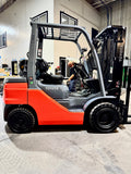 2023 TOYOTA 8FGU25 5000 LB LP GAS FORKLIFT PNEUMATIC 85/187" 3 STAGE MAST SIDE SHIFTER 732 HOURS STOCK # BF9194529-BUF